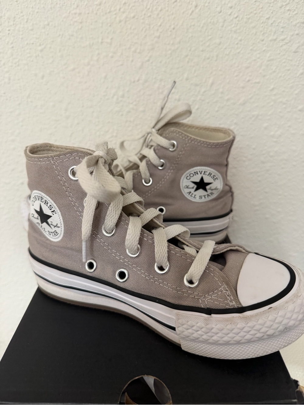 Converse Kids’ High Top Sneakers - Gray and White